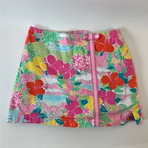 VTG Lilly Pulitzer Harbor View Tropical Skirt Skort Girls Size 10 Yellow Blue